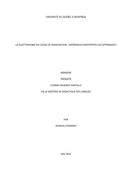 Page couverture du document de Atramah, Adakou