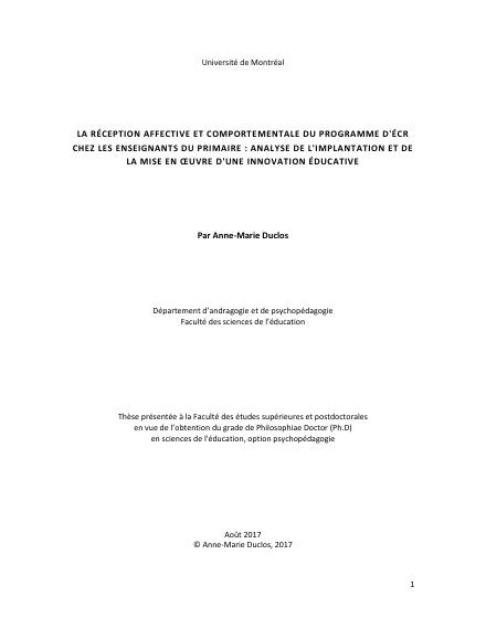 Page couverture du document de Duclos, Anne-Marie