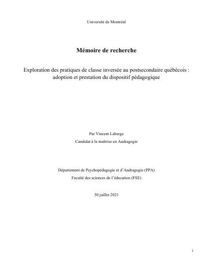 Page couverture du document de Laberge, Vincent