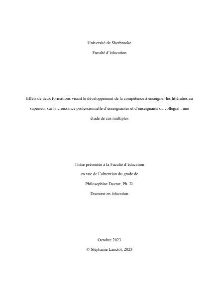Page couverture du document de Lanctôt, Stéphanie