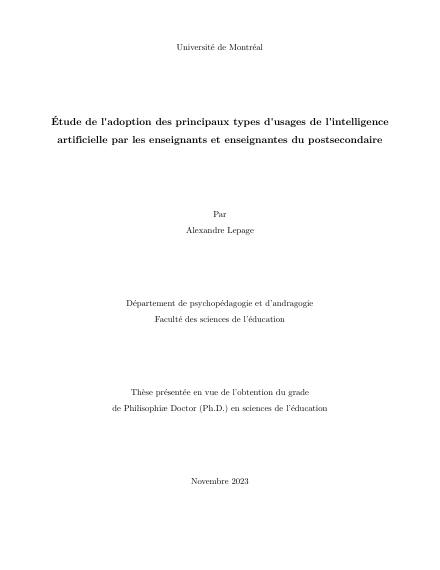 Page couverture du document de Lepage, Alexandre