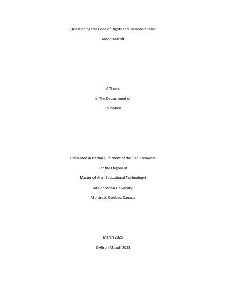 Page couverture du document de Mazoff, Alison