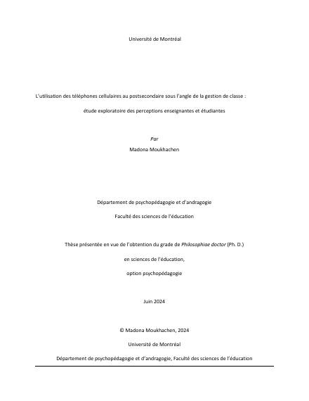 Page couverture du document de Moukhachen, Madona